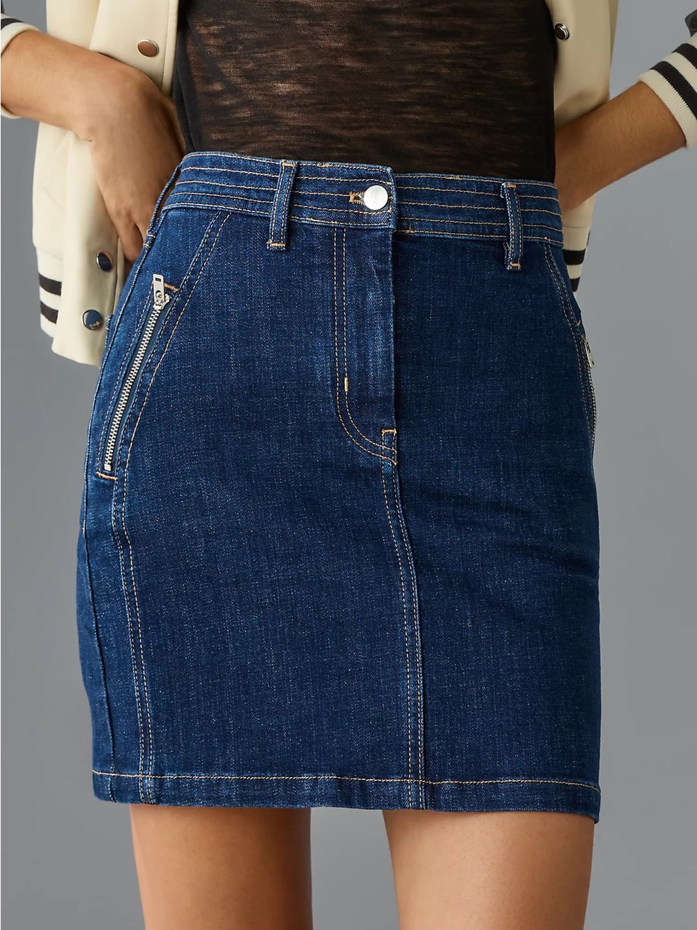 Pilcro Polished Denim Mini Skirt